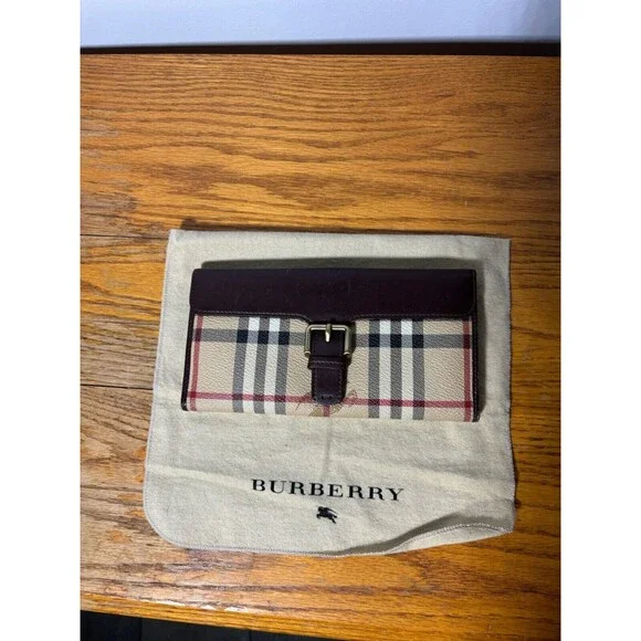 Burberry Haymarket Coated Canvas Leather Check Wallet - Picture 1 of 12